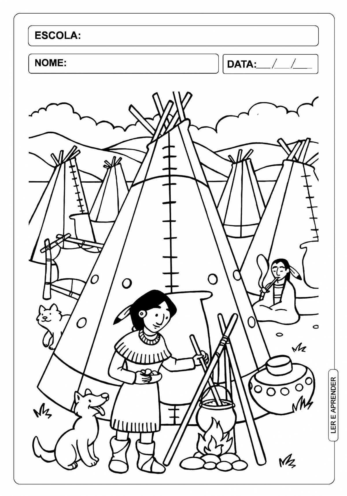 Coloring page gorgeous wigwam
