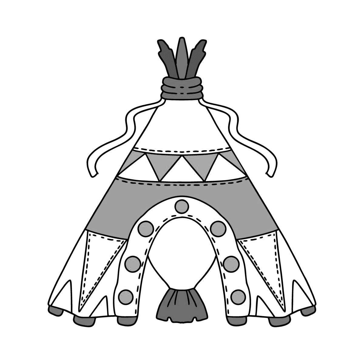 Exquisite wigwam coloring page