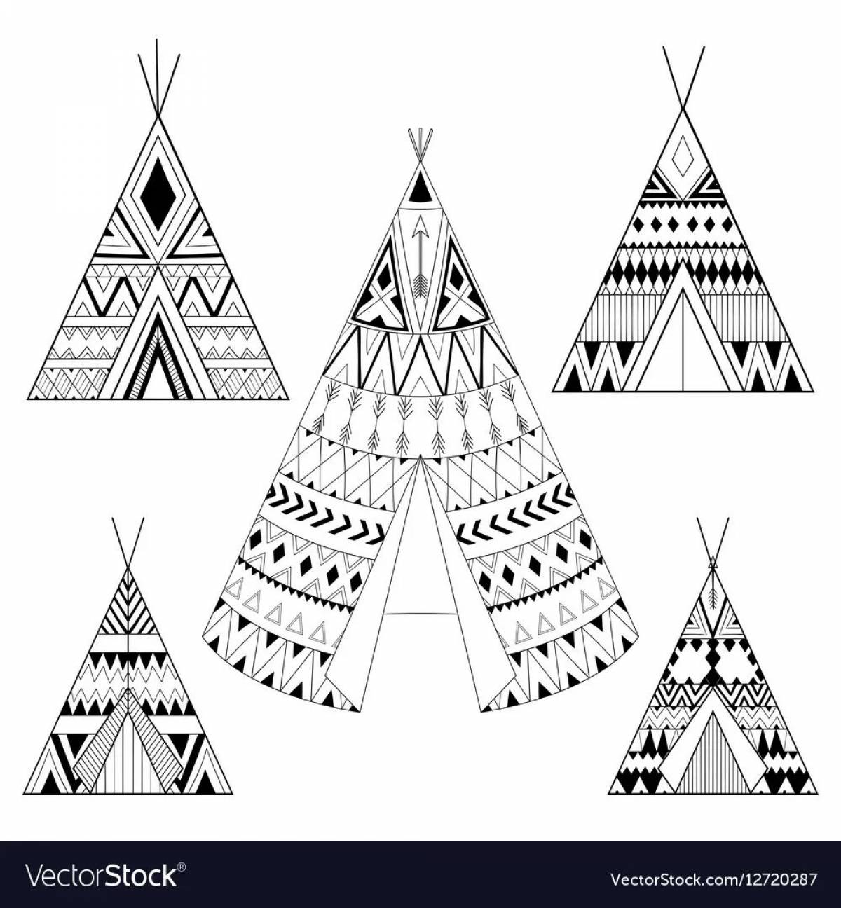 Colouring peaceful wigwam