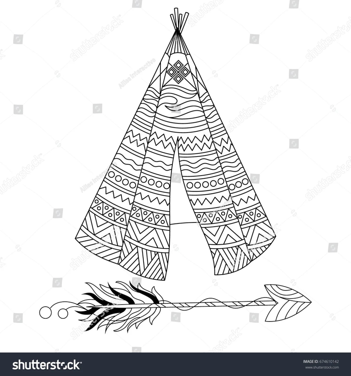 Coloring page quiet wigwam