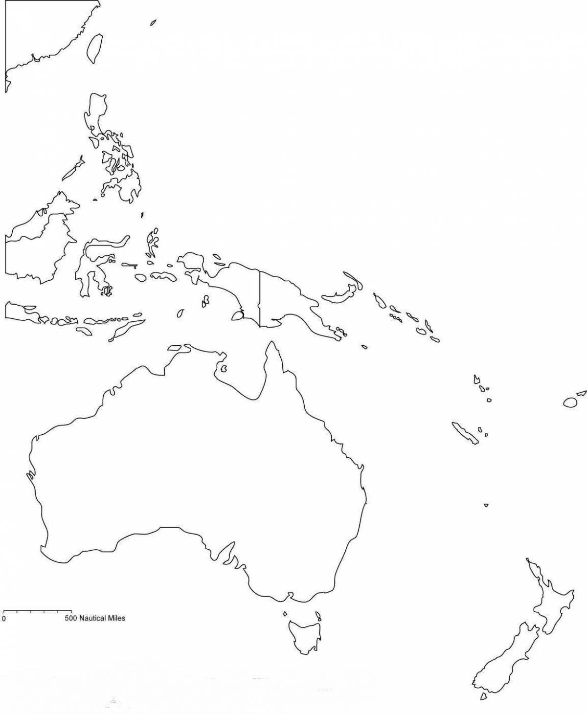 Контурная карта австралии и океании заполненная
