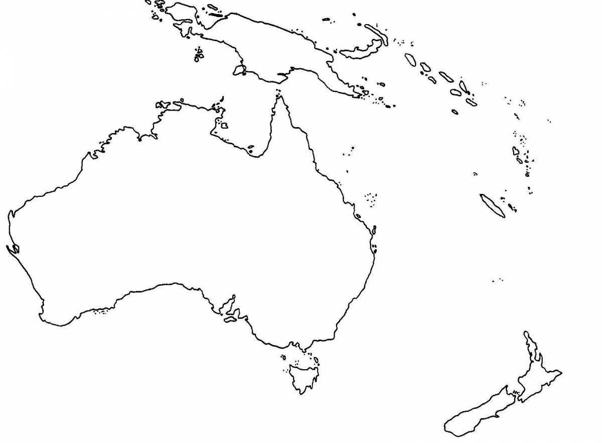 Контурная карта Австралии и Океании