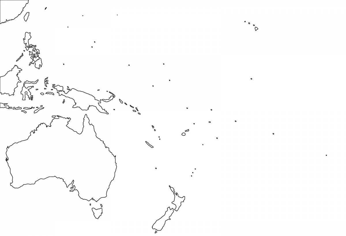 Контурная политическая карта Австралии и Океании для печати а4