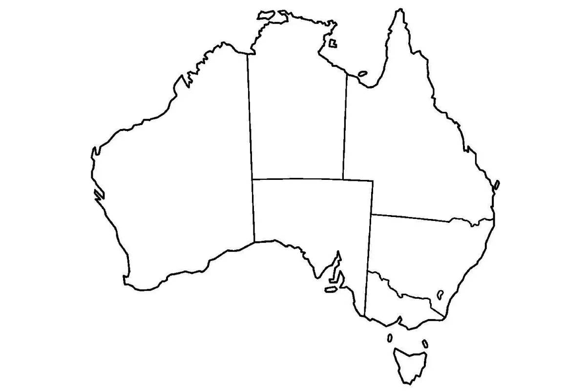 Материк Австралия контурная карта