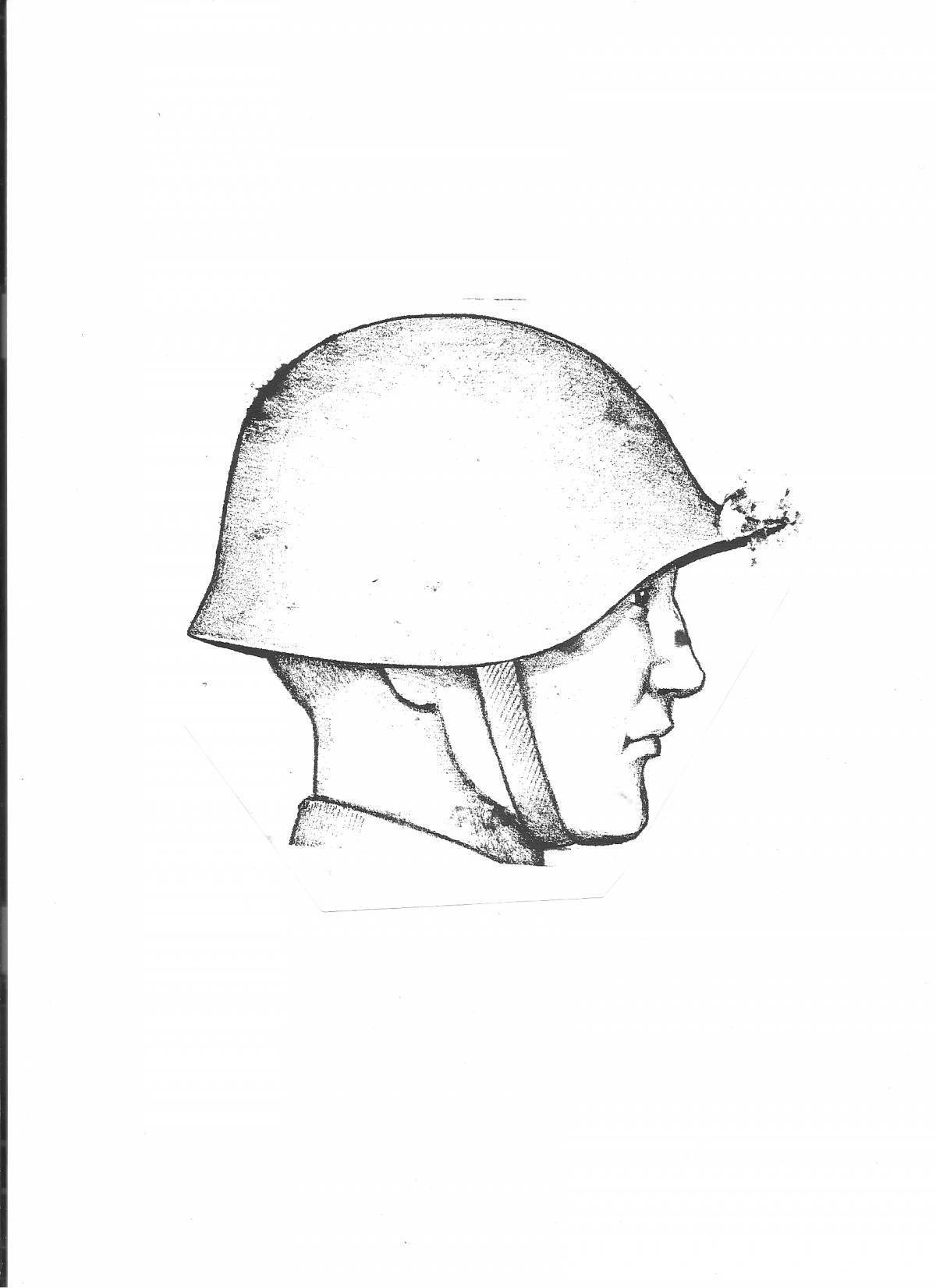 Военная каска на голове