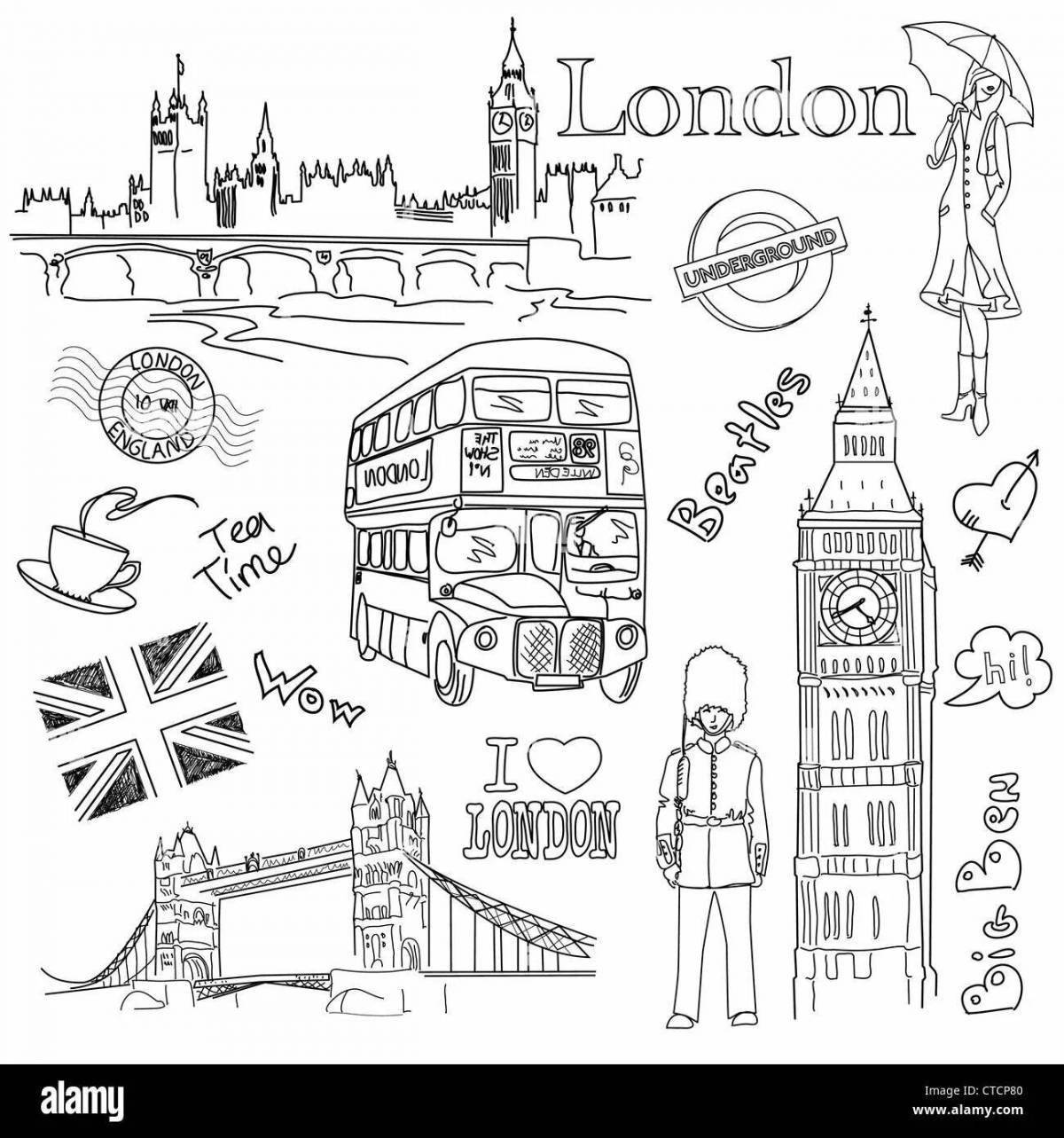 Достопримечательность Лондона схематический рисунок