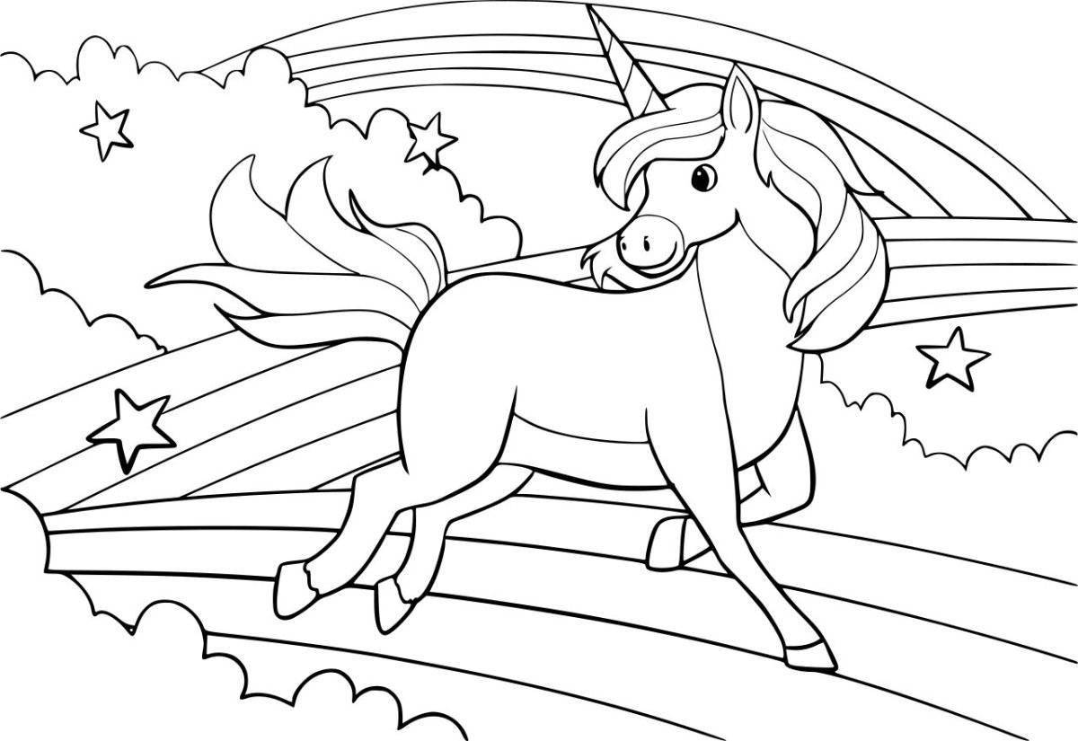 Elegant coloring page include unicorns