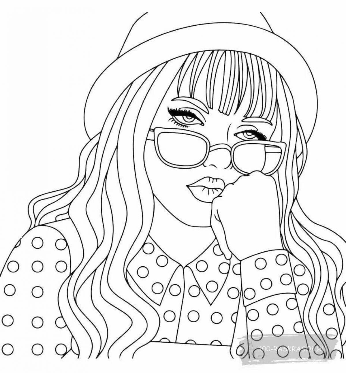 Charming girl coloring book