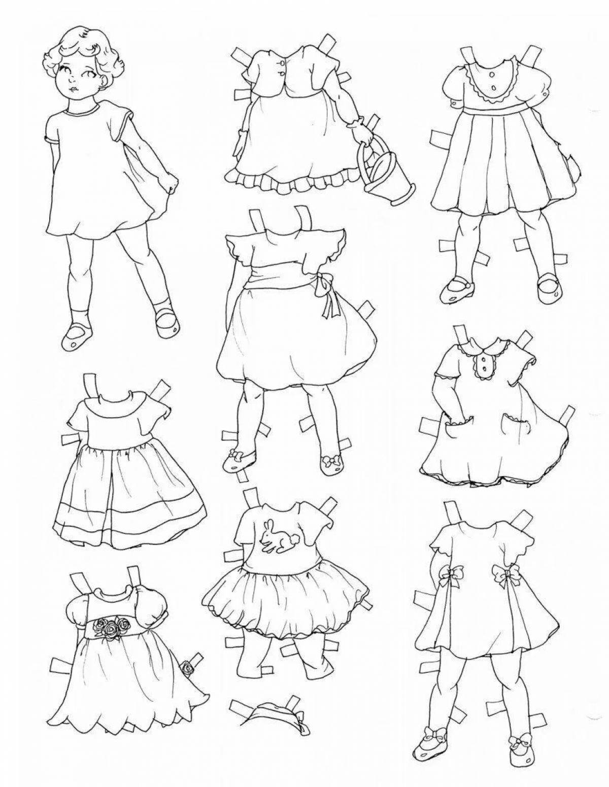 Coloring page funny doll clothes