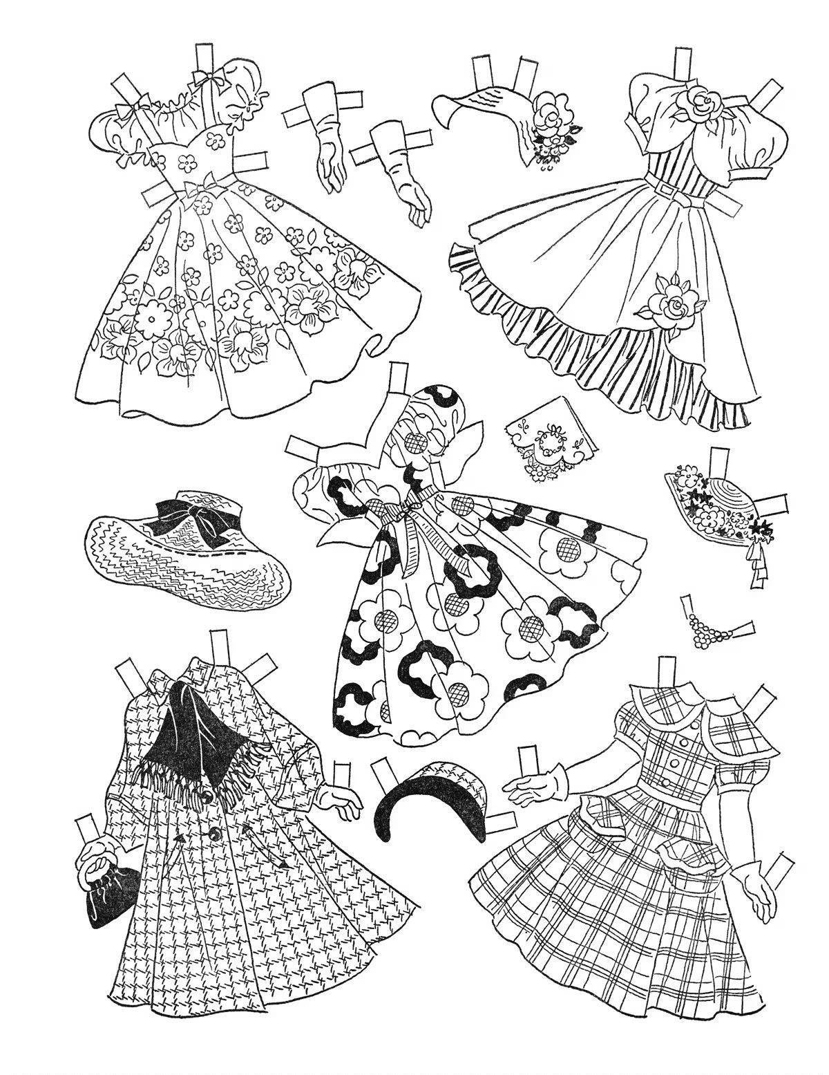 Coloring page playful doll clothes