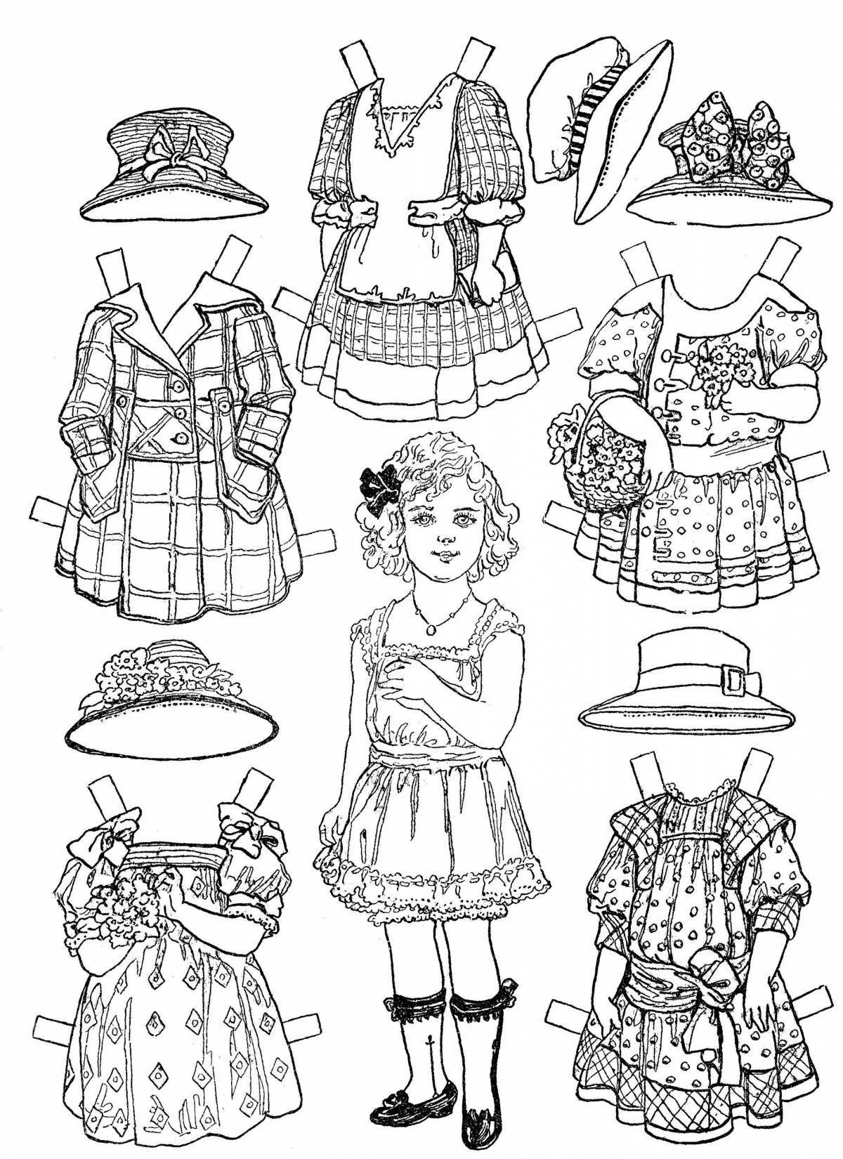 Adorable doll outfit coloring page