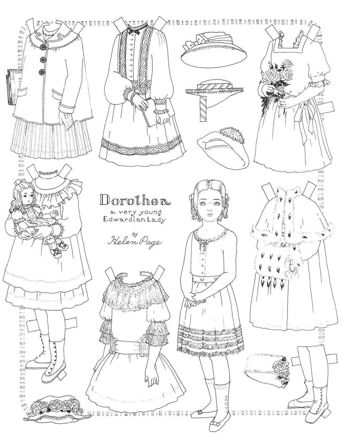 Great doll clothes coloring page