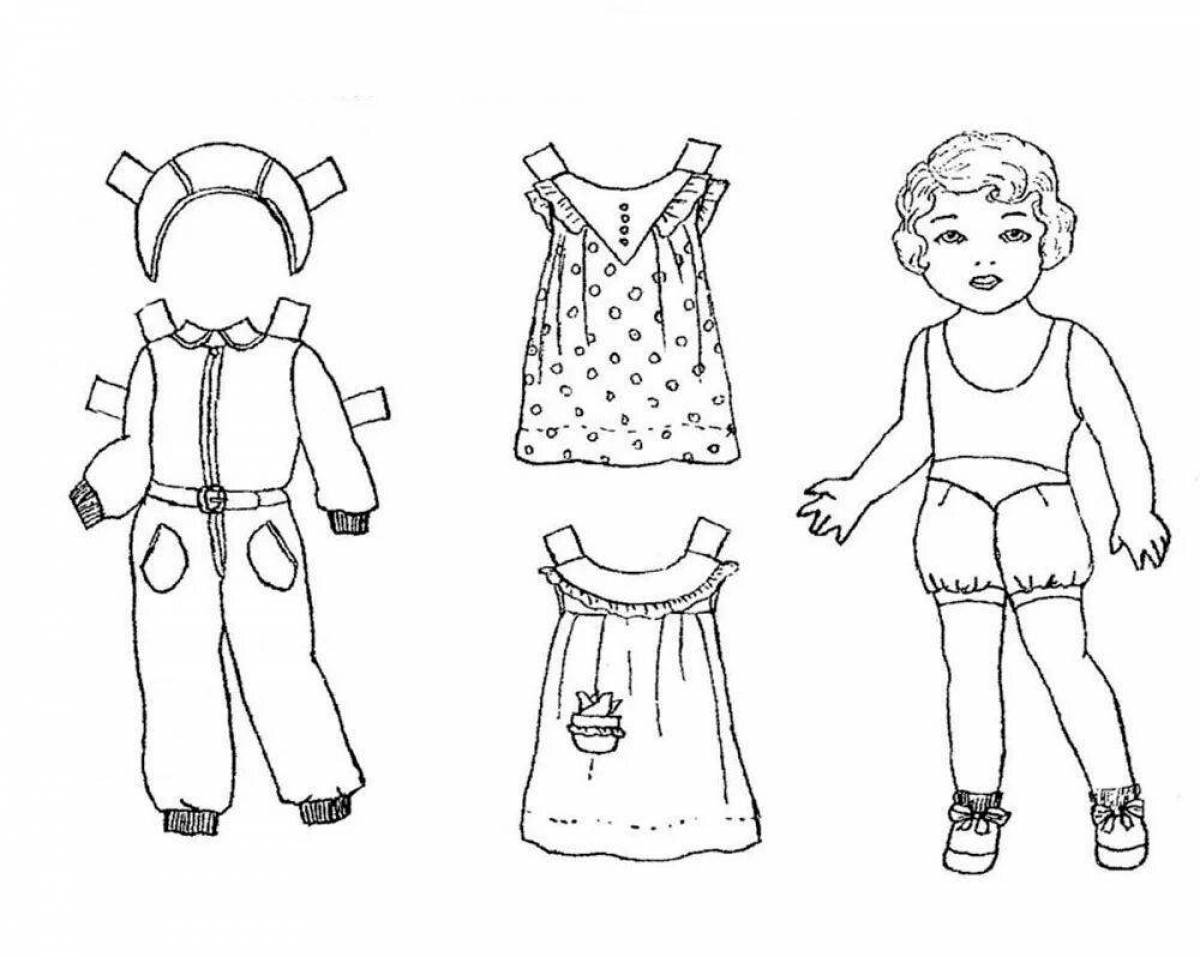 Coloring book shining doll clothes