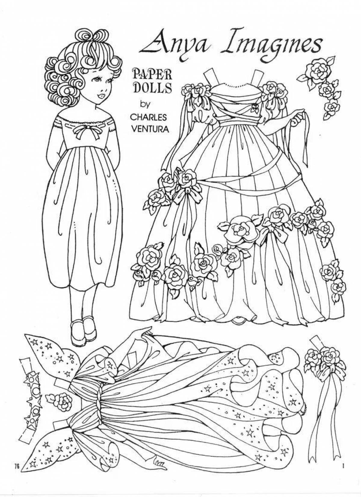 Coloring book sparkling doll