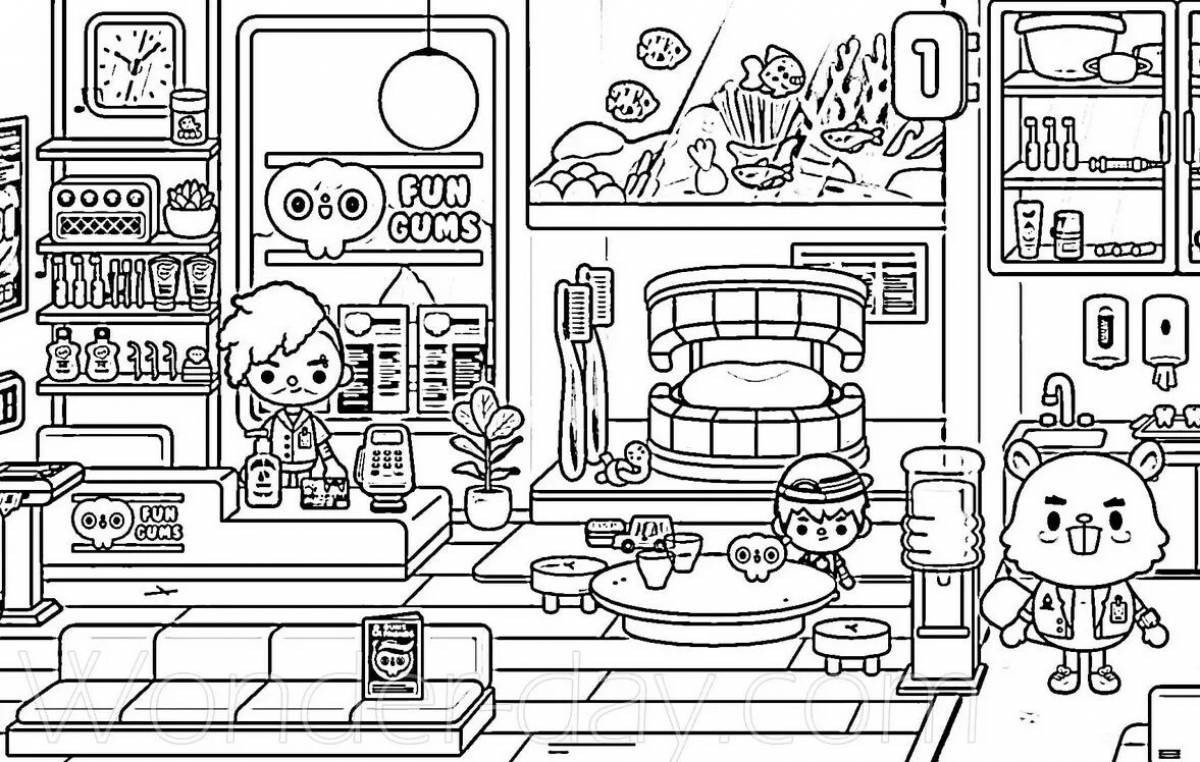 Zany wok currents coloring page
