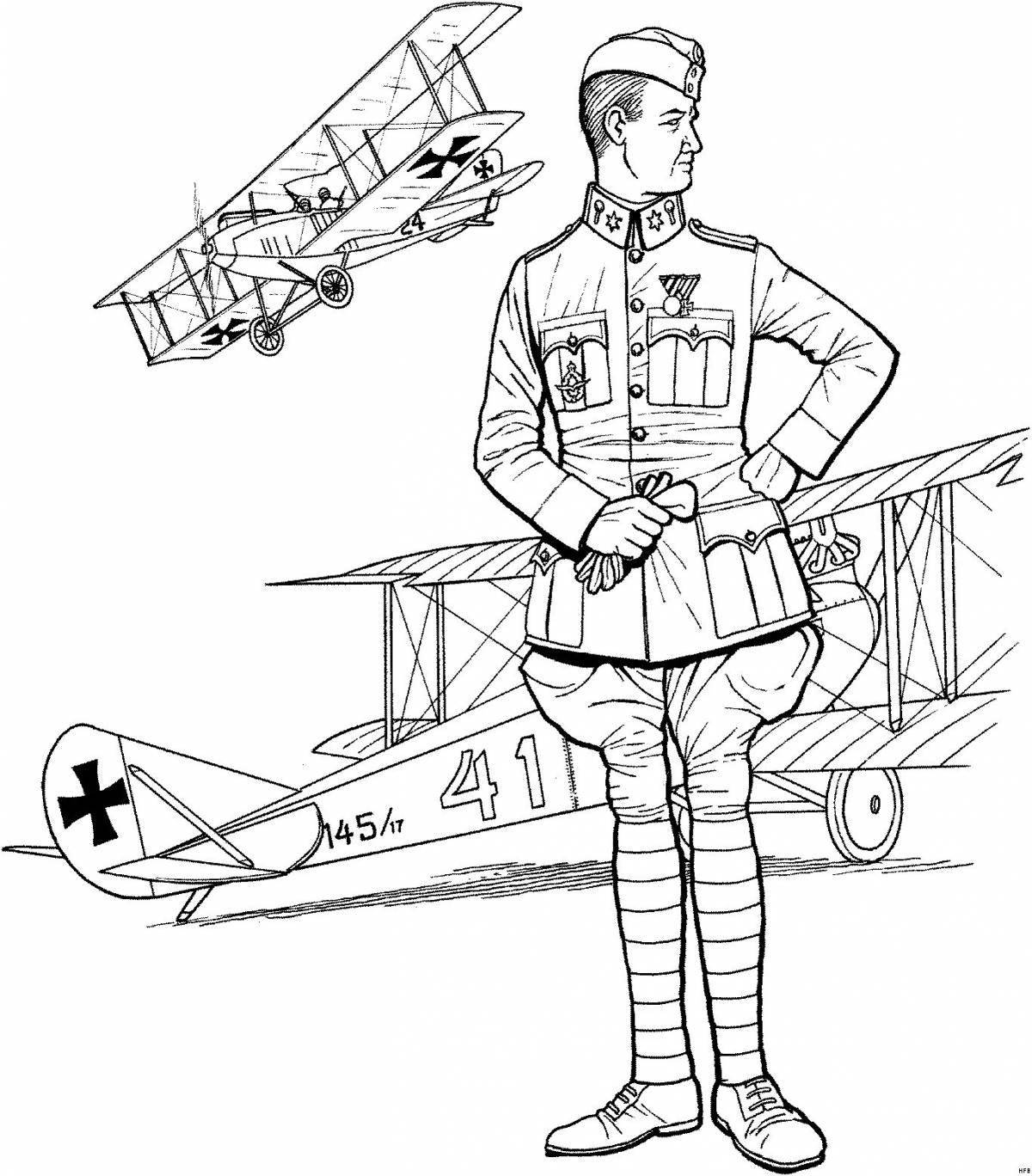 Coloring page majestic military clothes