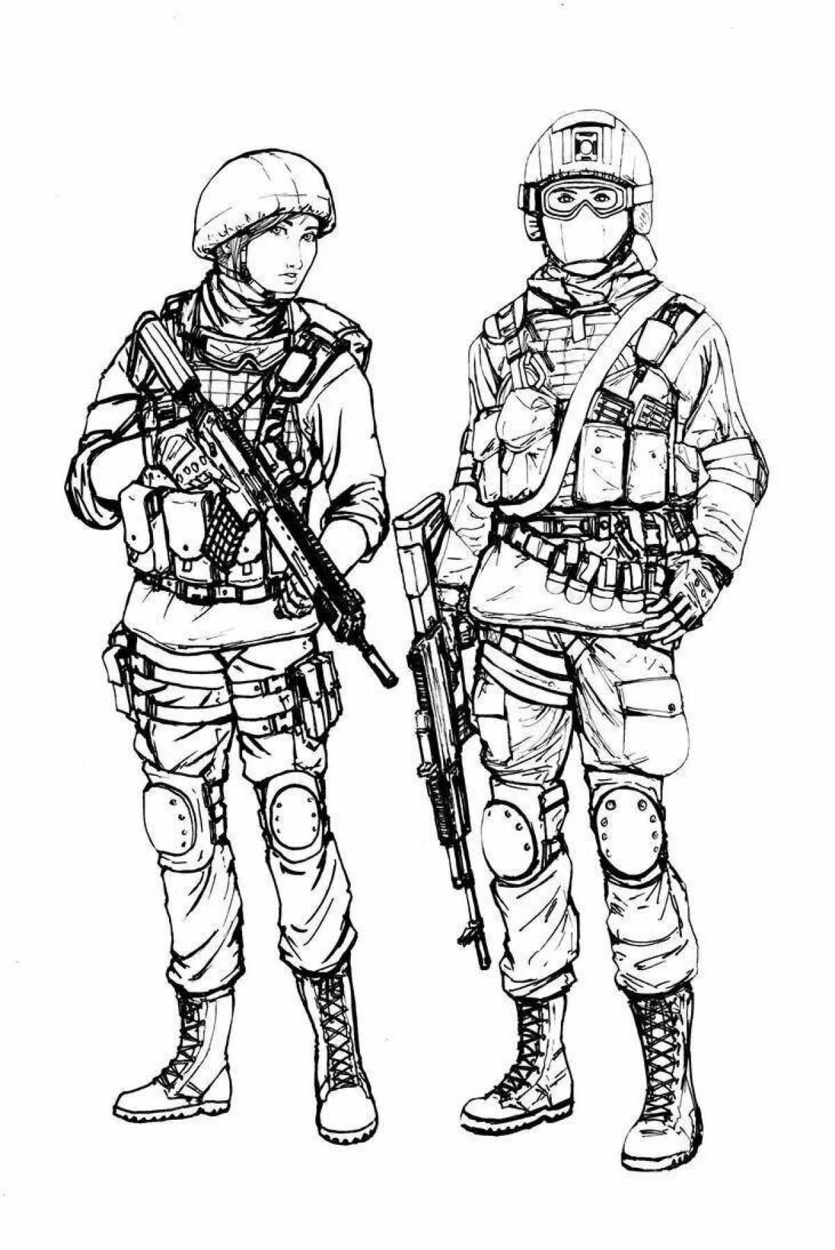Intricate military clothing coloring page