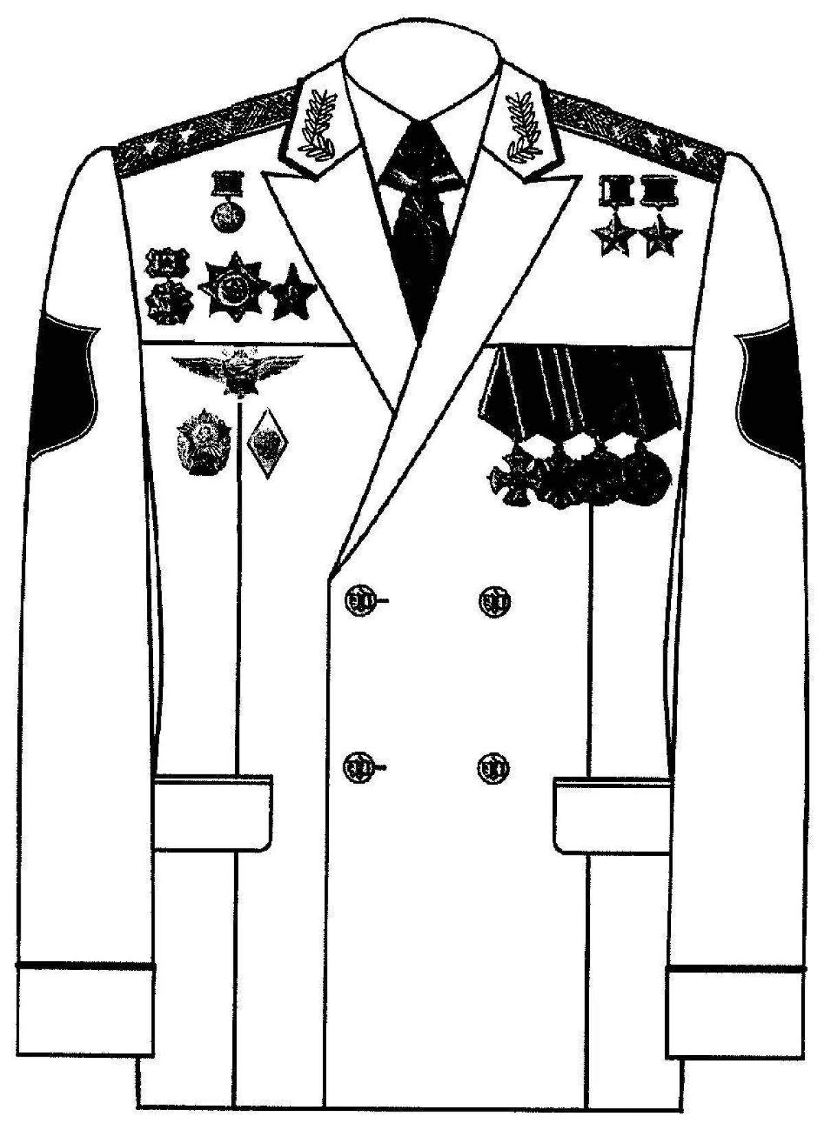 Detailed military clothing coloring page