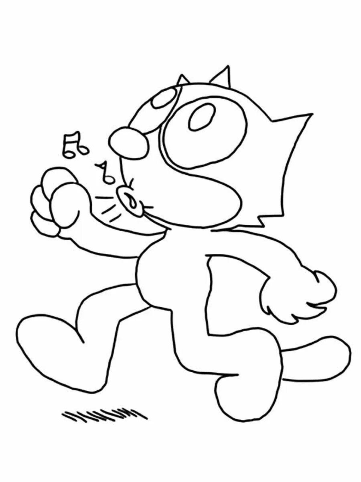 Animated cat card coloring page
