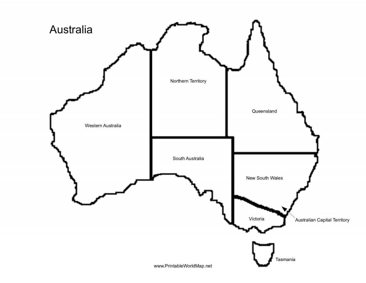 Замысловатая карта австралии раскраска