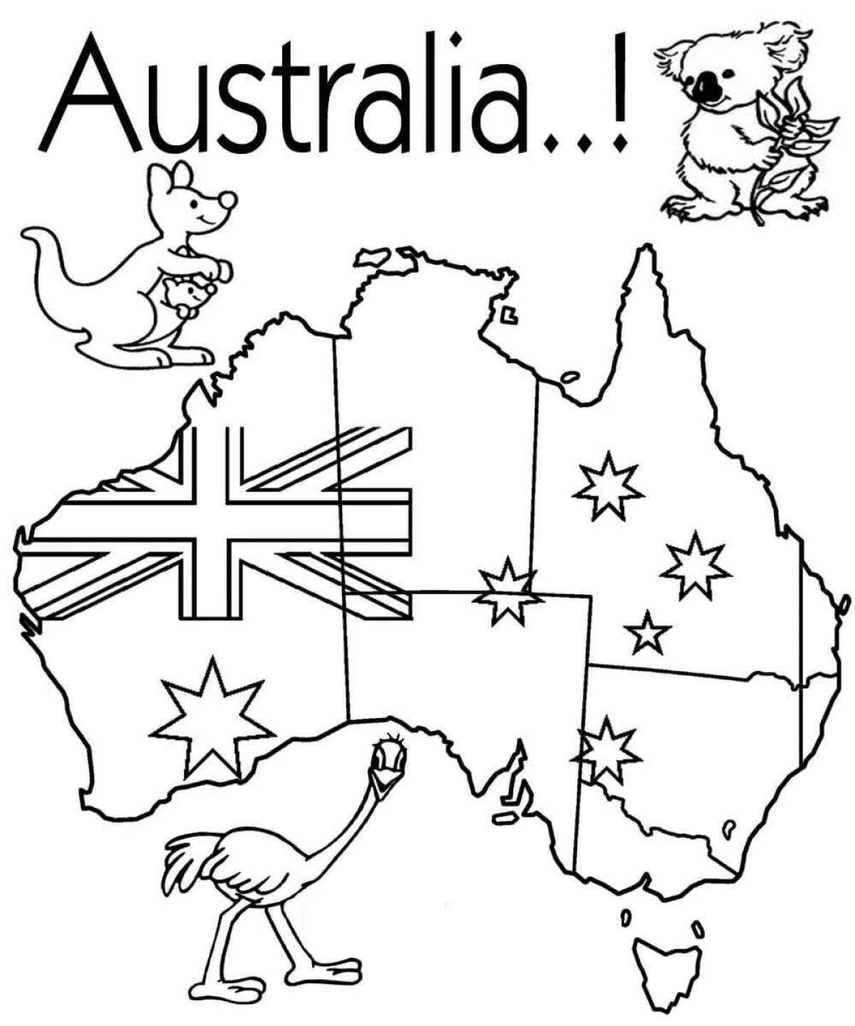 Раскраска карта австралии