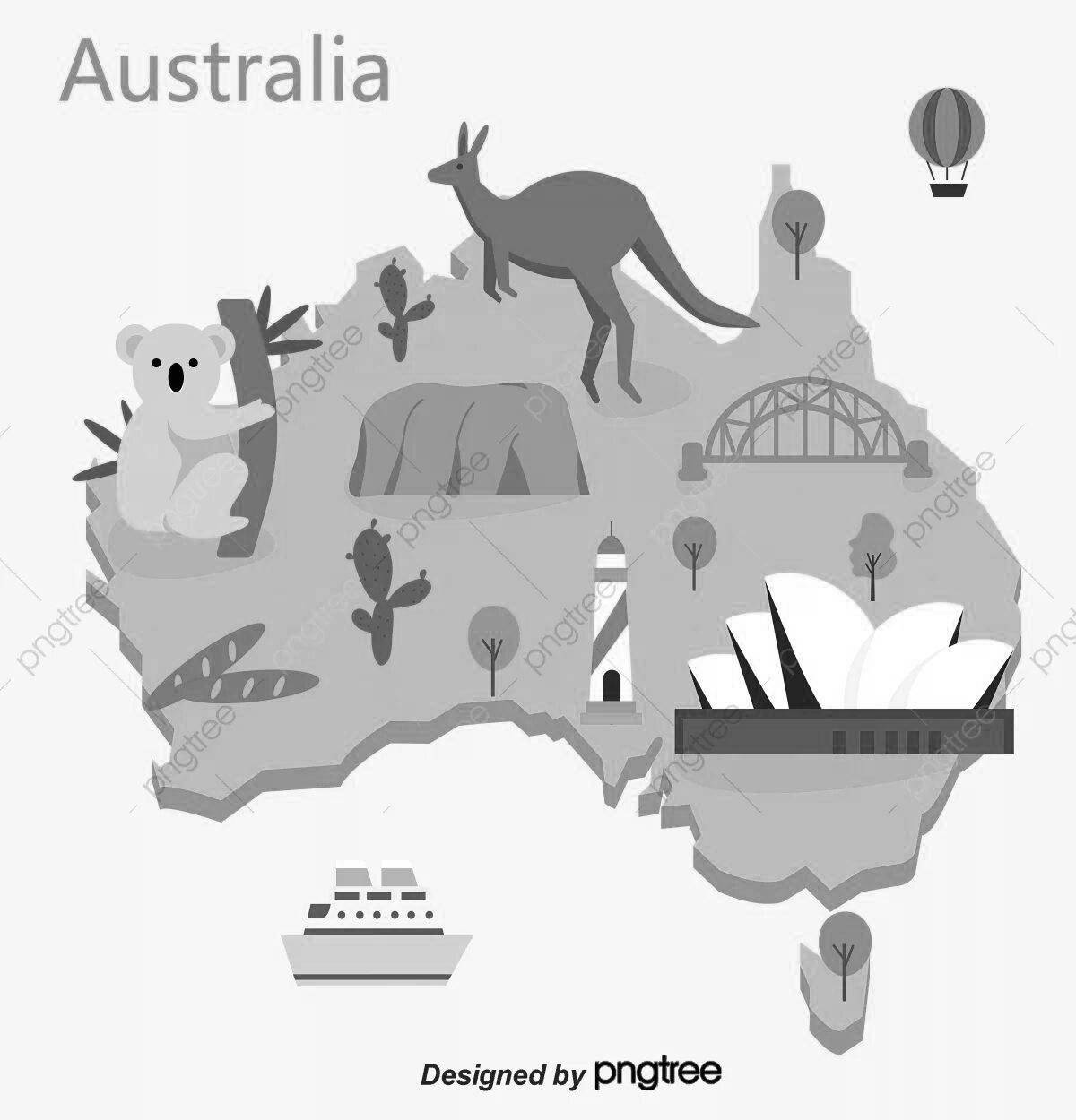 Раскраска великолепная карта австралии