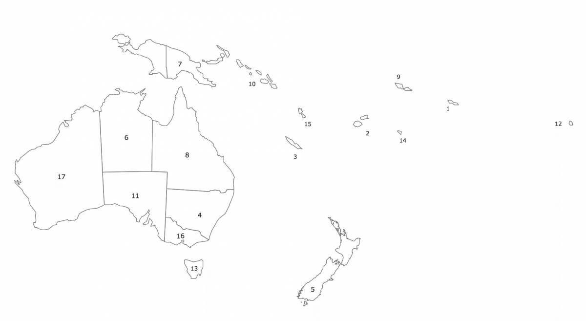 Раскраска впечатляющая карта австралии