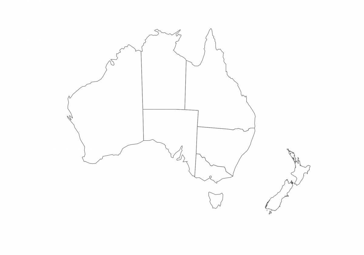 Awesome australia map coloring page