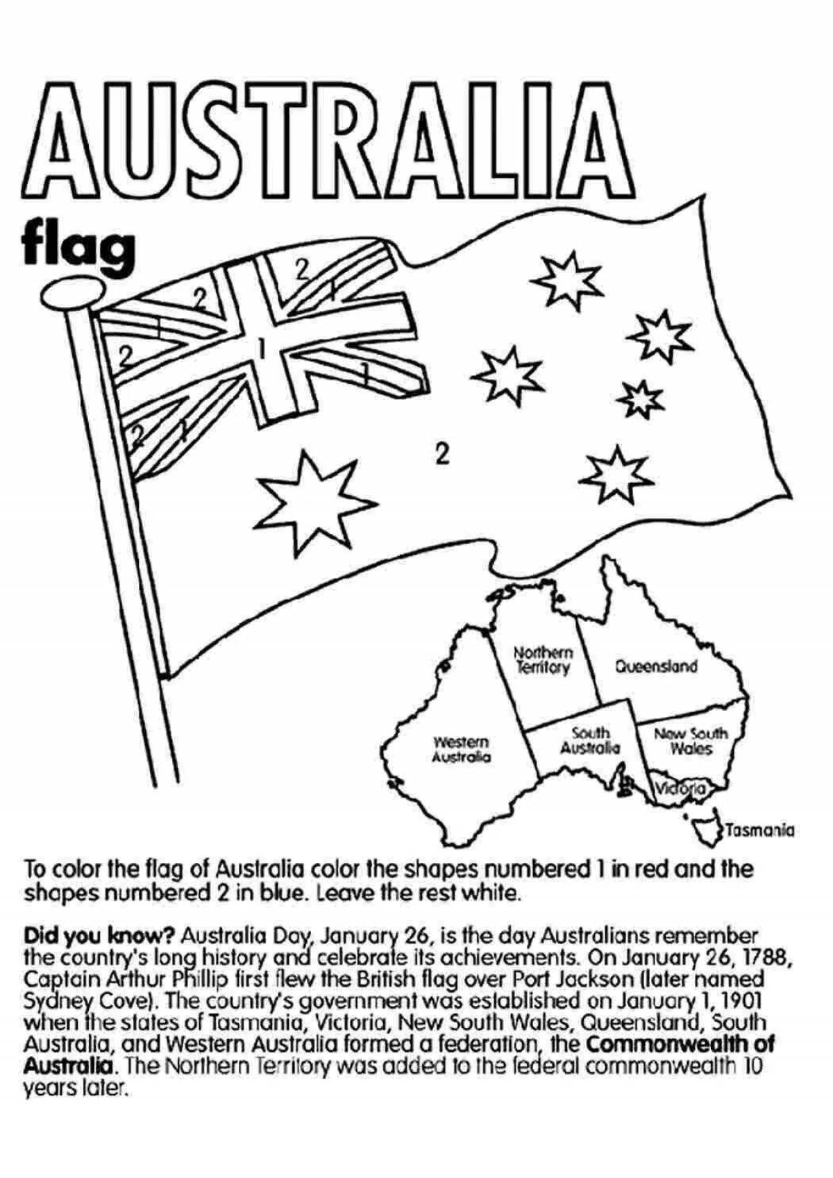 Australia shiny map coloring page