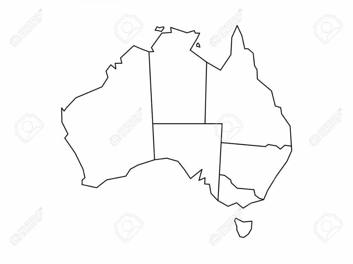 Раскраска удивительная карта австралии
