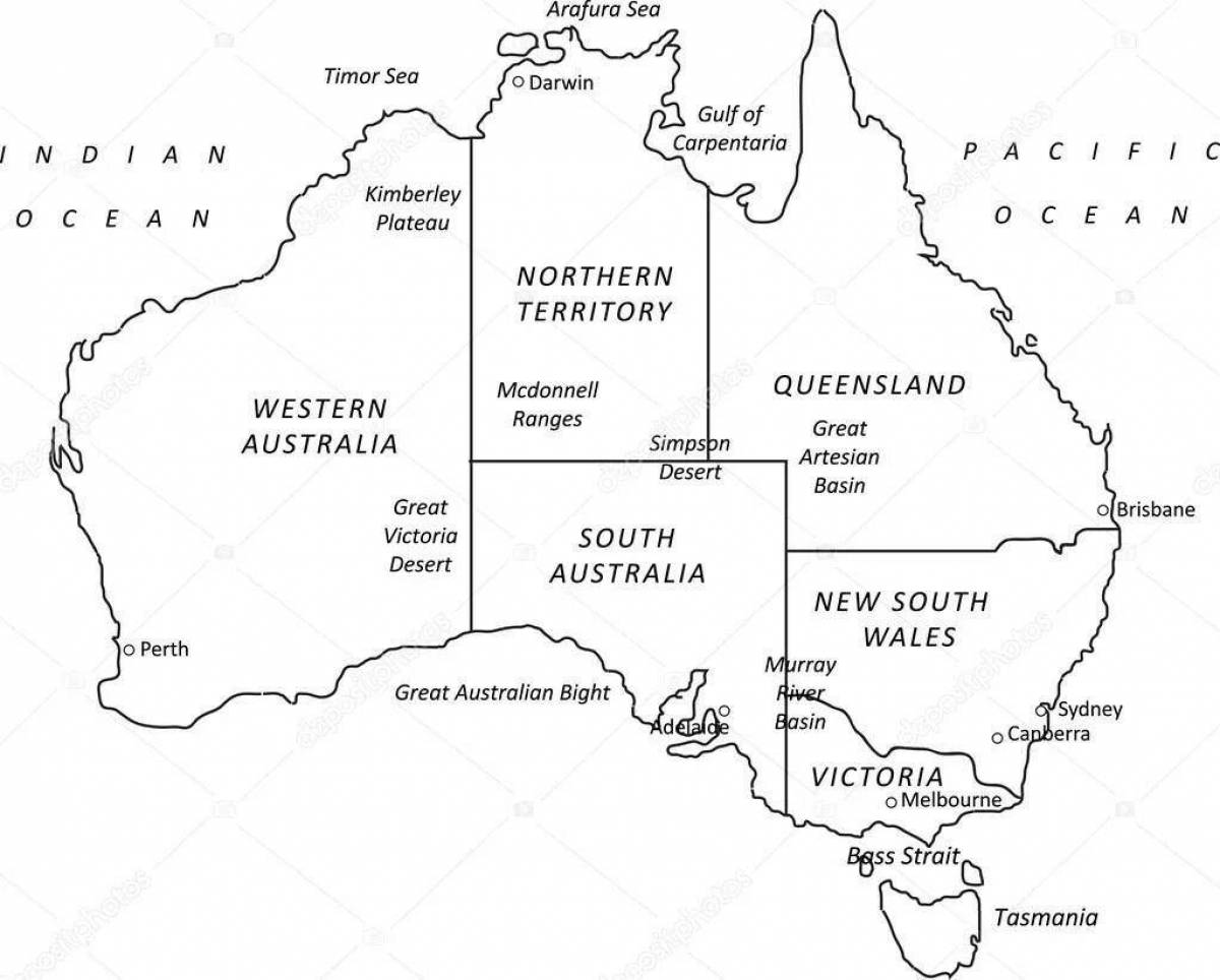 Контурная карта по австралии 7 класс распечатать