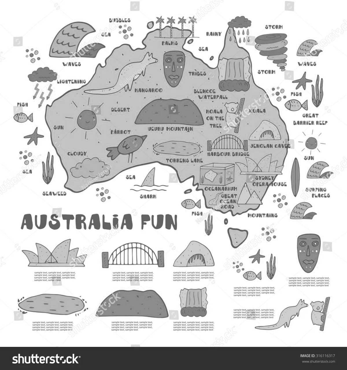 Раскраска сказочная карта австралии