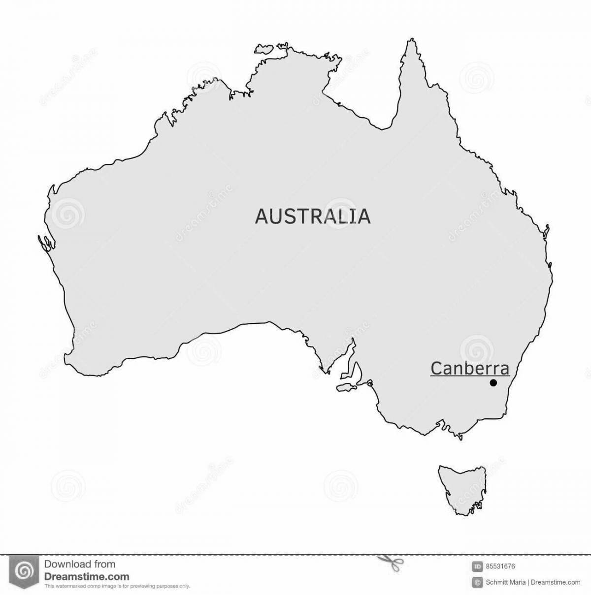 Раскраска уникальная карта австралии