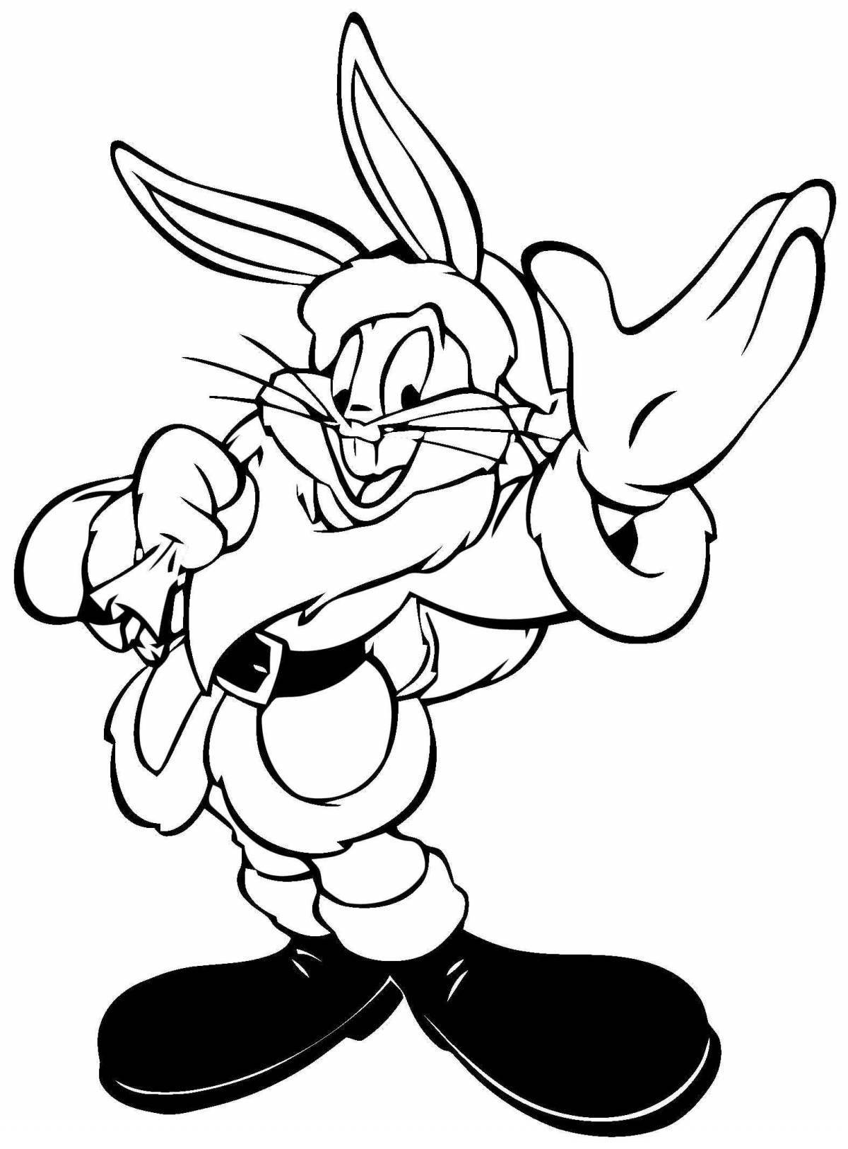 Coloring page joyful lady bunny