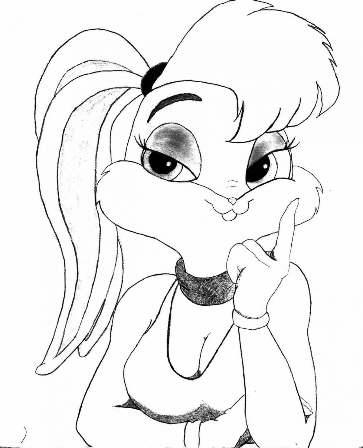 Shiny lady bunny coloring book