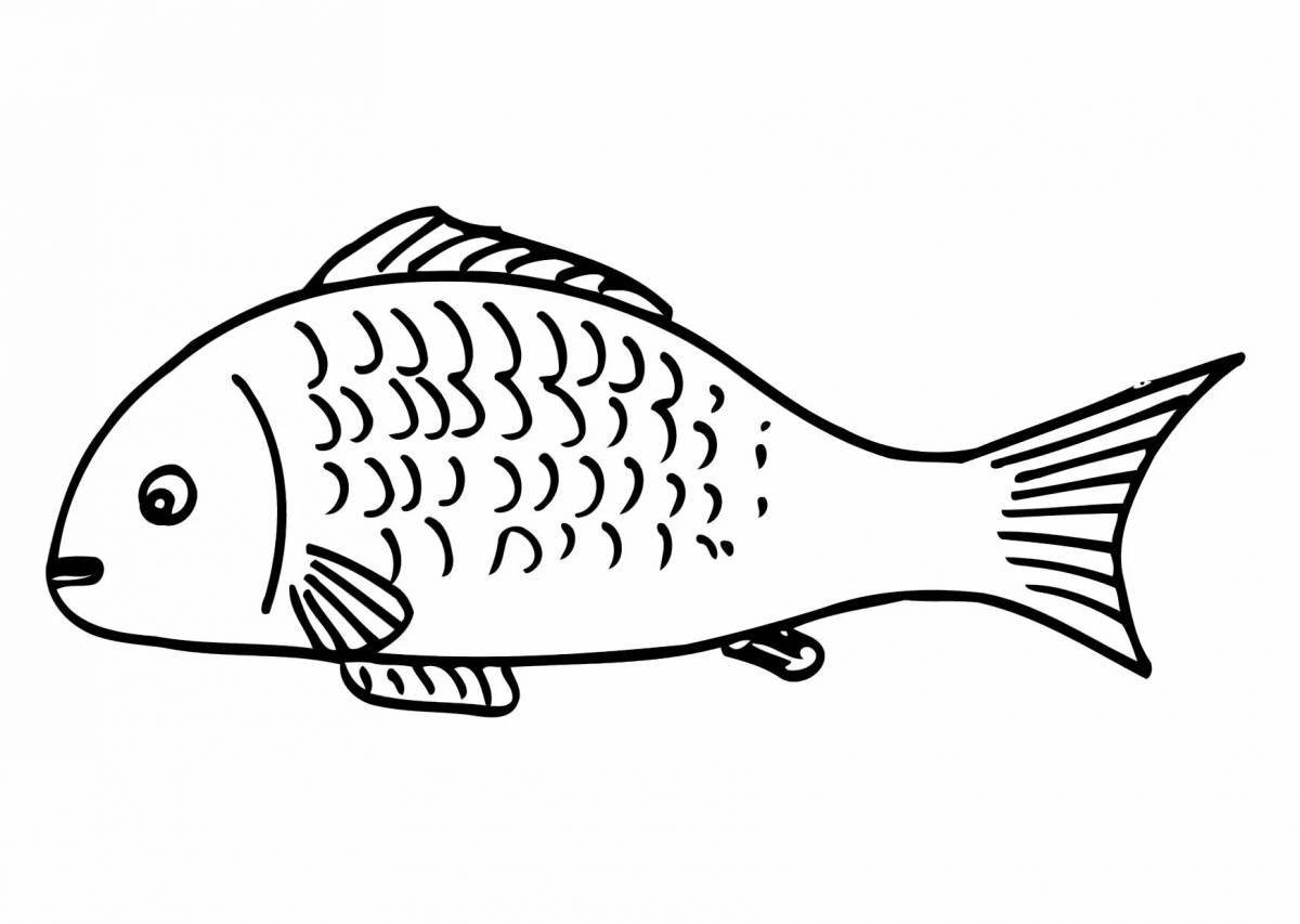 Яркая страница раскраски большой рыбы