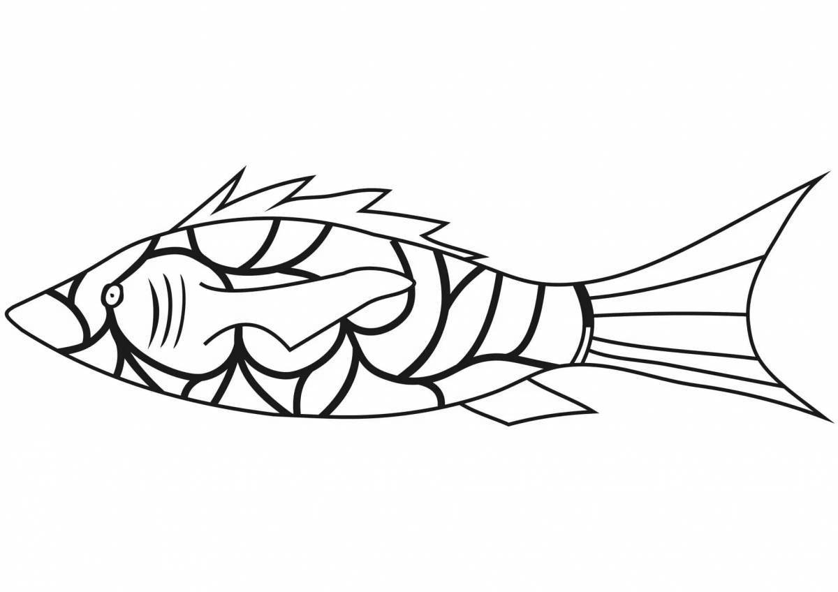 Раскраска Ярко раскрашенная большая рыба-раскраска