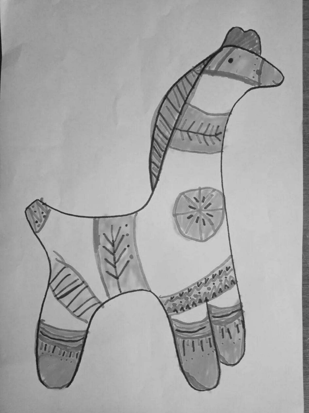 Раскраска великолепная филимоновская лошадь