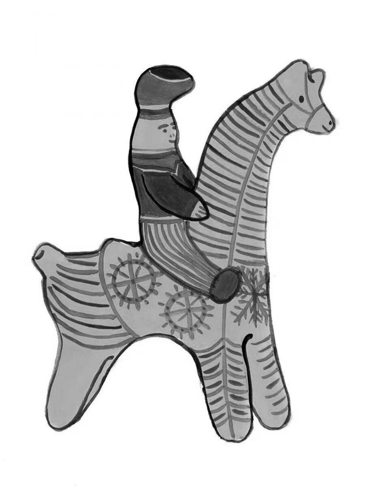 Раскраска лучистая филимоновская лошадь