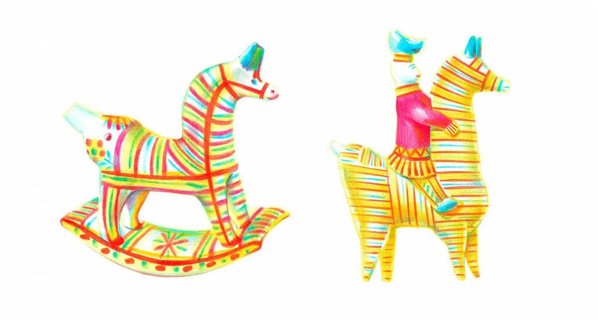 Раскраска игривая филимоновская лошадка