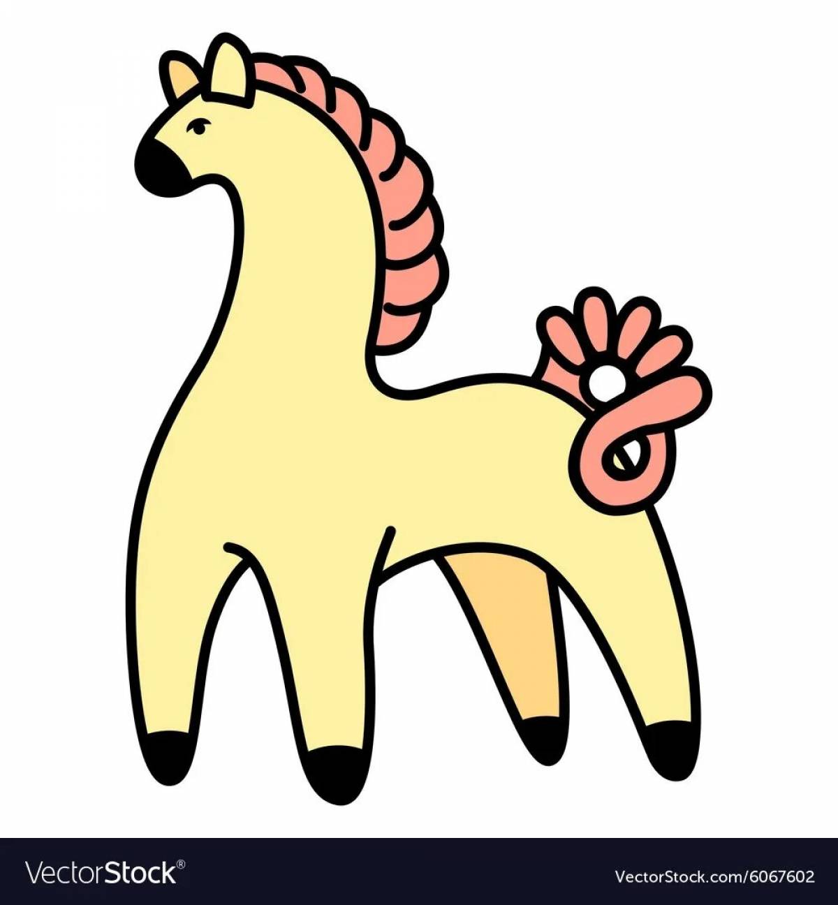 Раскраска веселая филимоновская лошадь