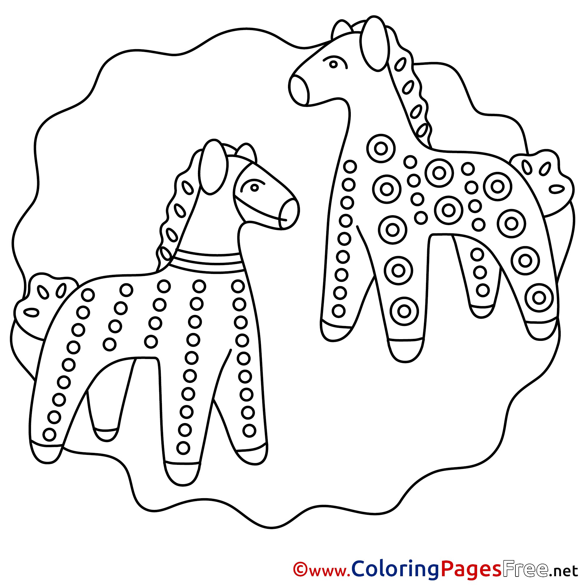 Раскраска манящий филимоновский конь