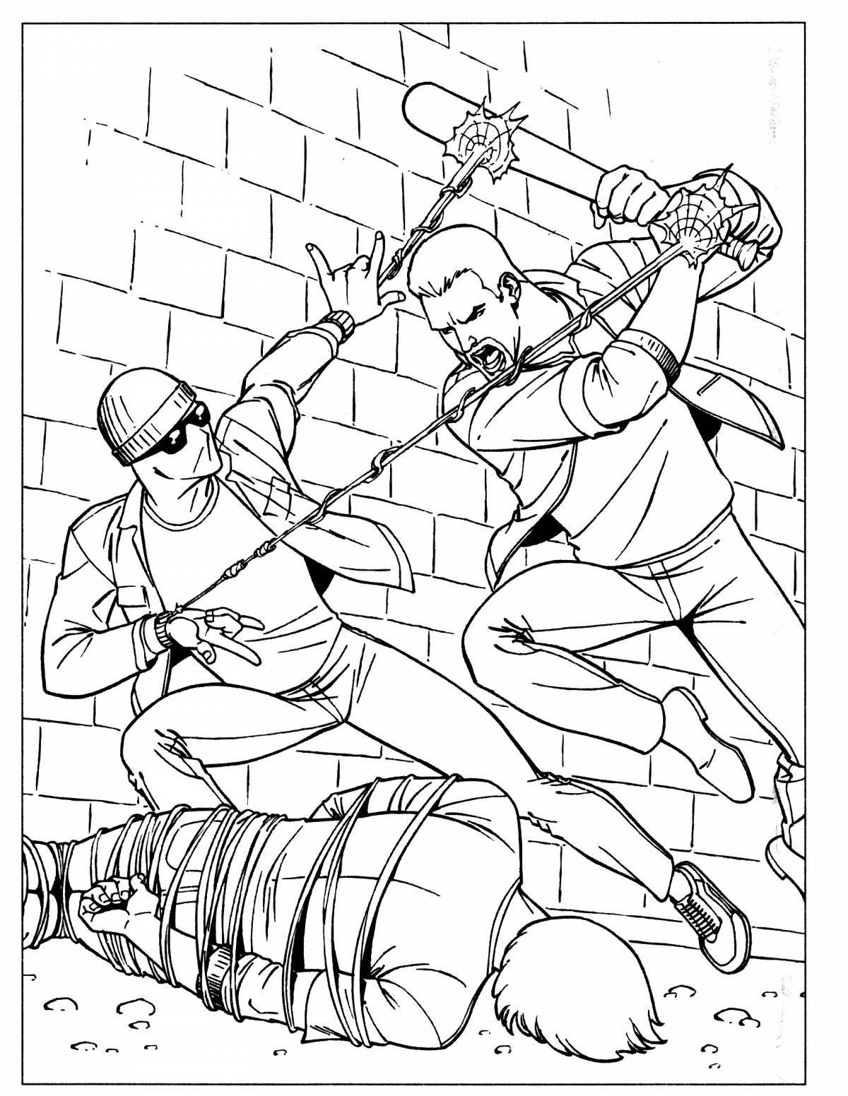 Exciting bank robbery coloring book