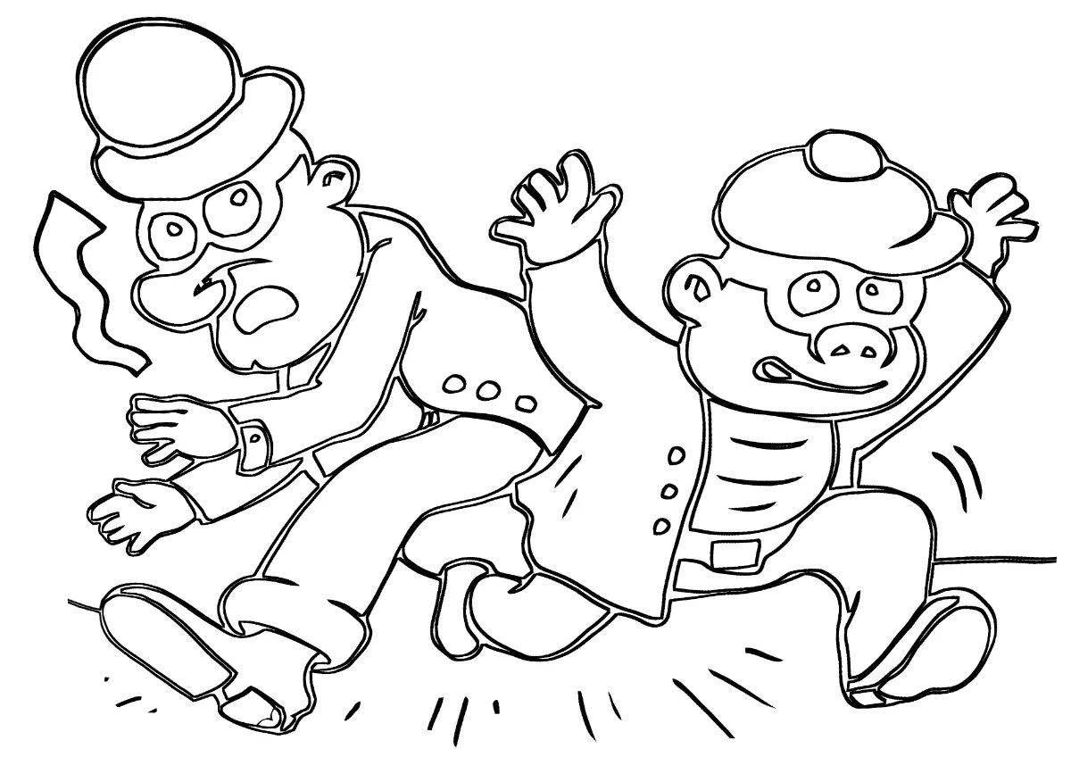 Adventurous bank robbery coloring page
