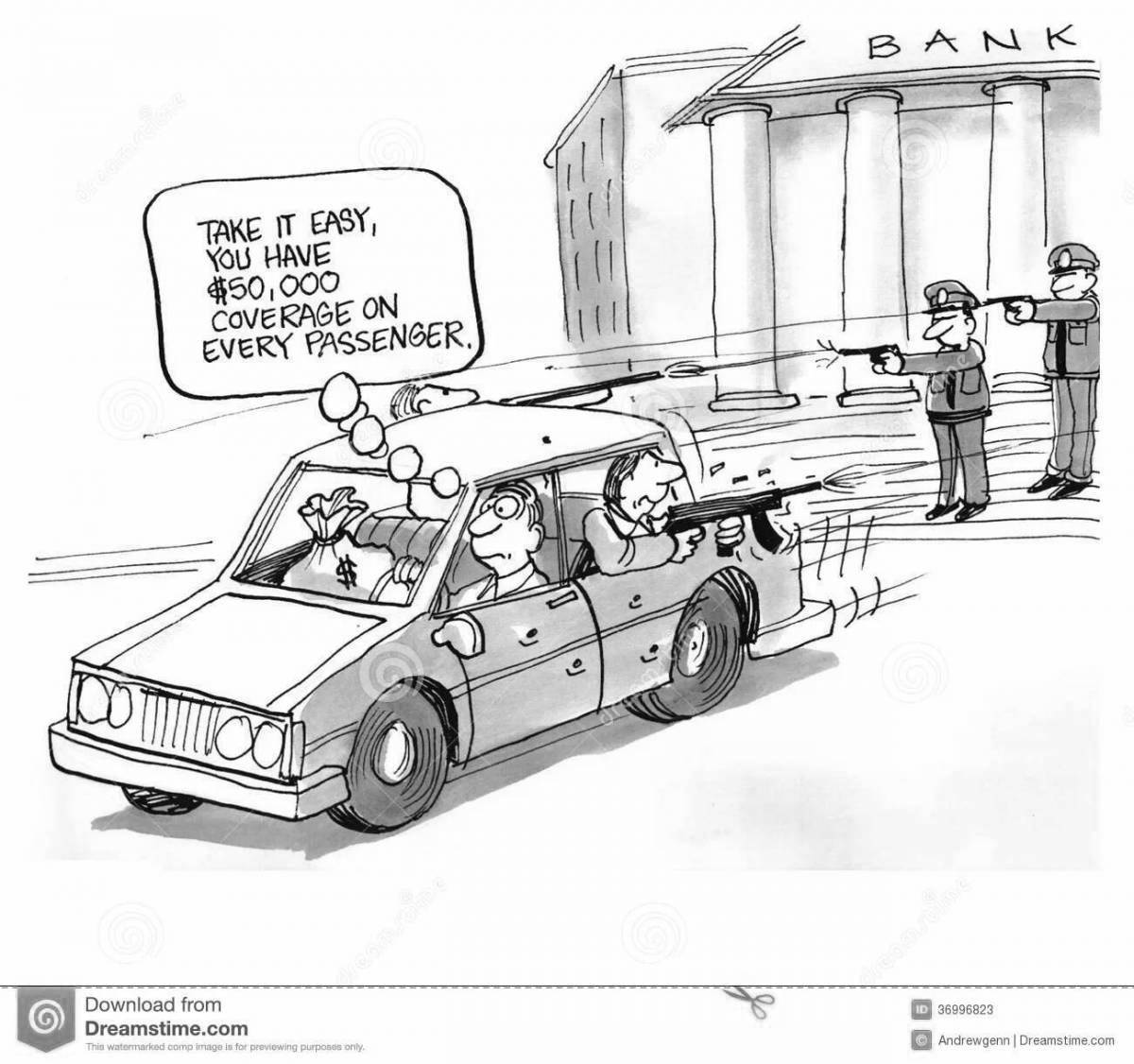 Раскраска дерзкое ограбление банка