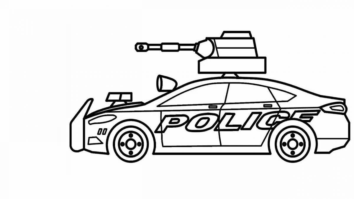Раскраска оживленная полицейская машина