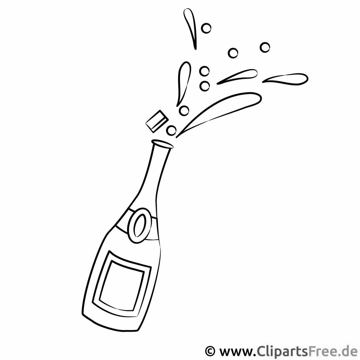 Majestic champagne bottle coloring page