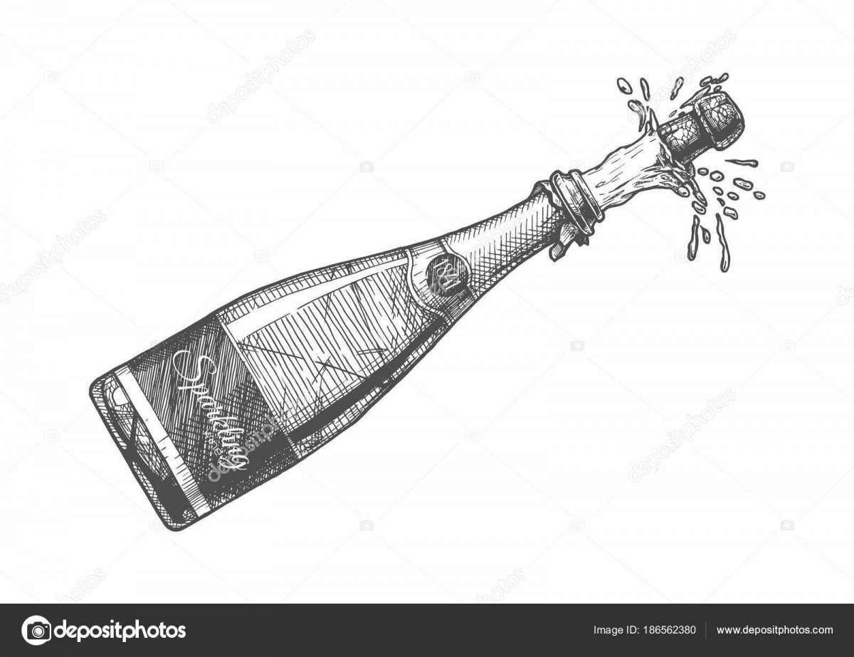 Perfect coloring page champagne bottle