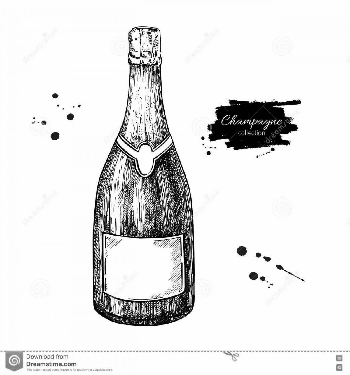 Impressive champagne bottle coloring book