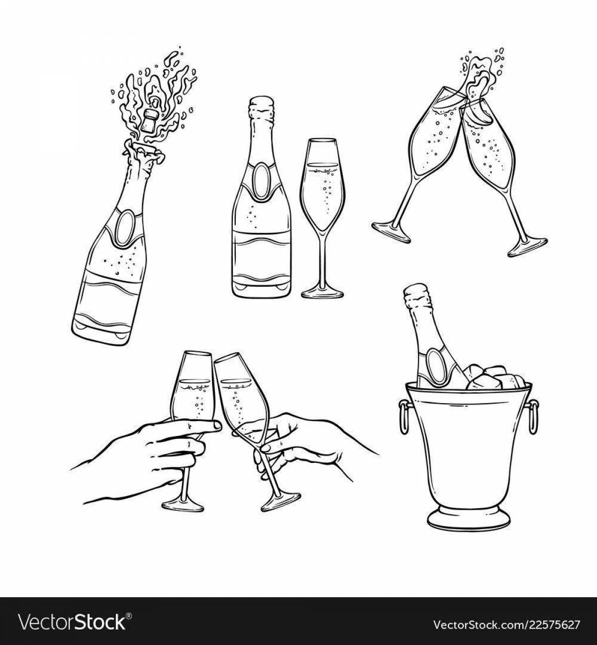 Great champagne bottle coloring book
